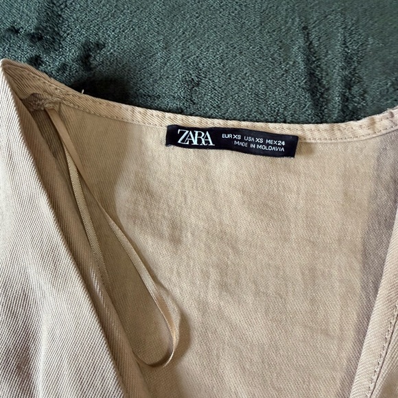 Zara Tan Midi Dress with Button Detail - Picture 2 of 4